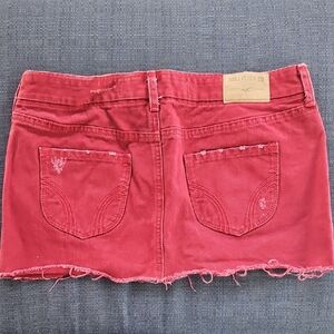 Hollister Vibrant Red Frayed Hem Skirt